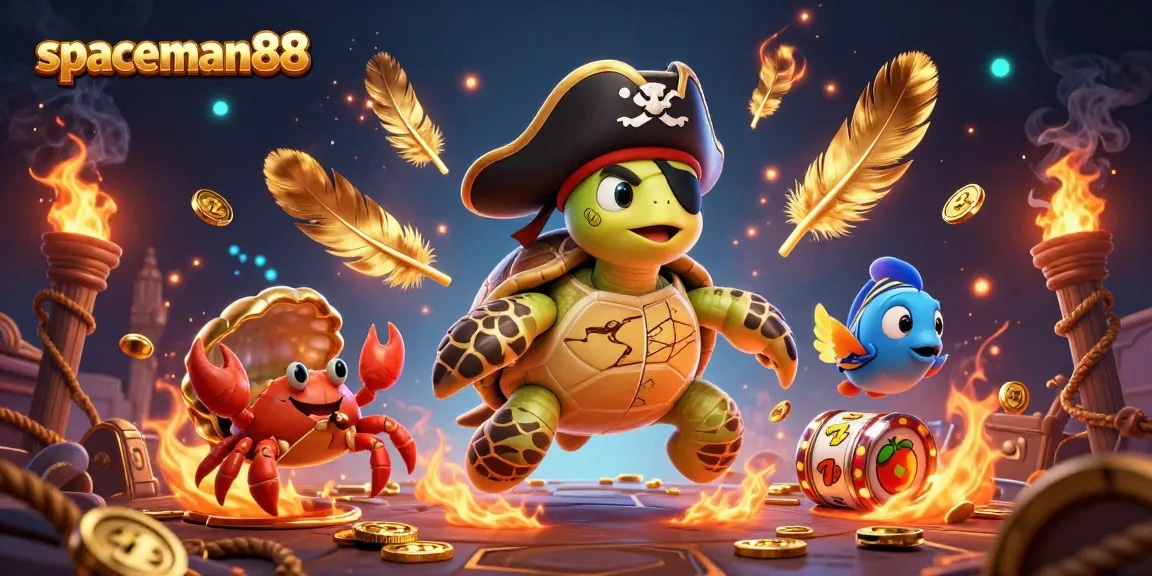 Experience thrilling wins with spaceman88 as a pirate turtle, crab, and parrotfish explore treasure-filled slots.