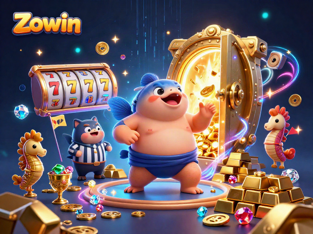 Experience the thrill of Zowin with vibrant casino-themed underwater characters.