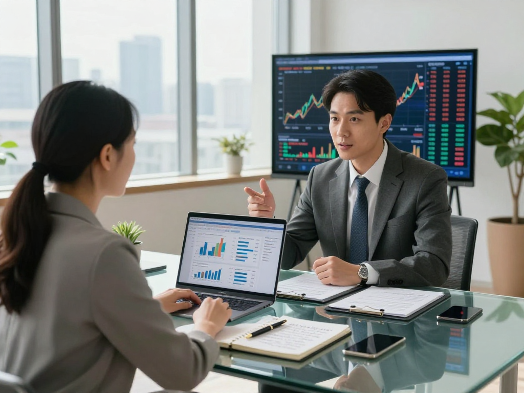Financial advisor discussing XPAY33 australia investment strategies with a client.
