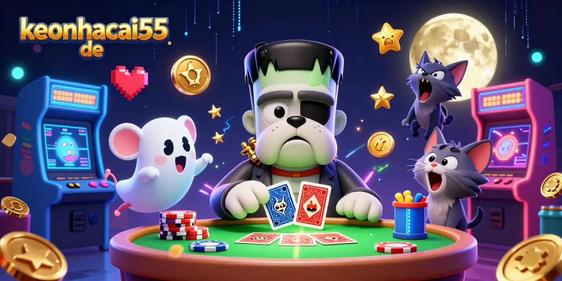 Engage with keonhacai55 de at a thrilling casino table featuring animated characters and vibrant gaming elements