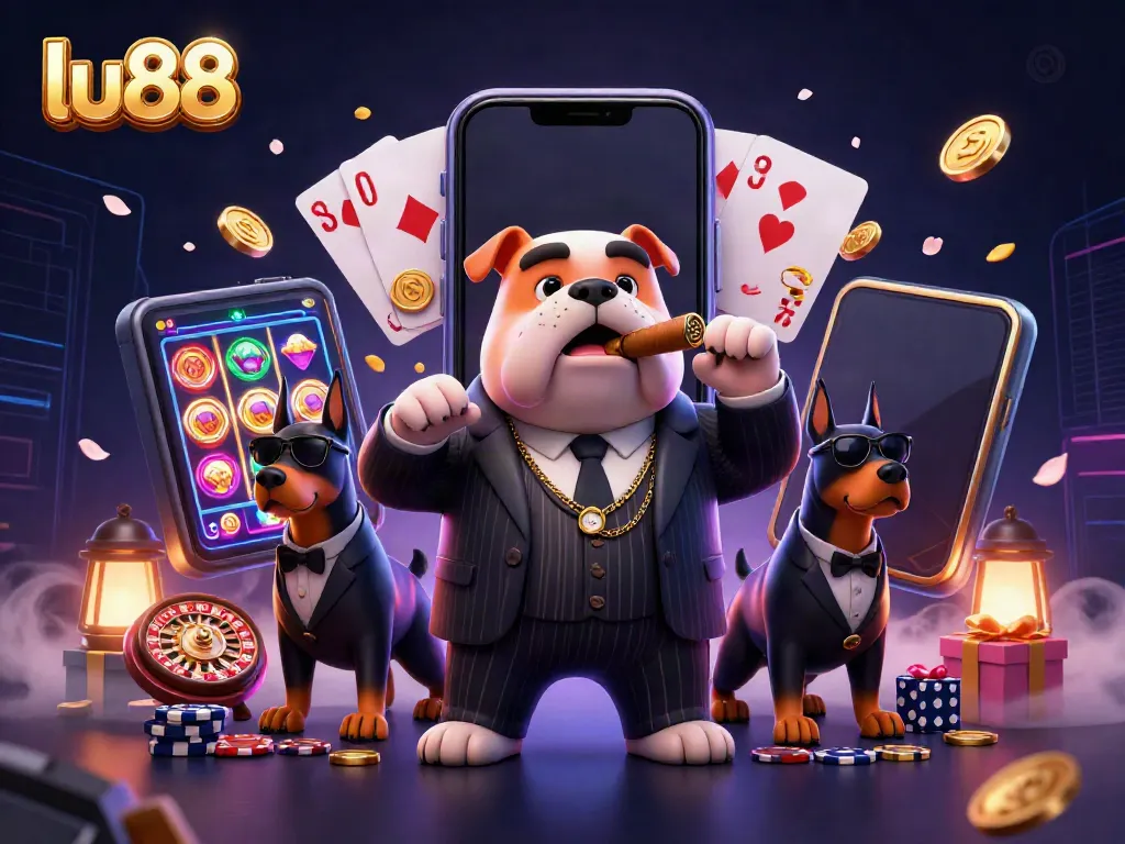 Spin the reels and win with lu88’s exciting slot games featuring a mafia boss and his guards.
