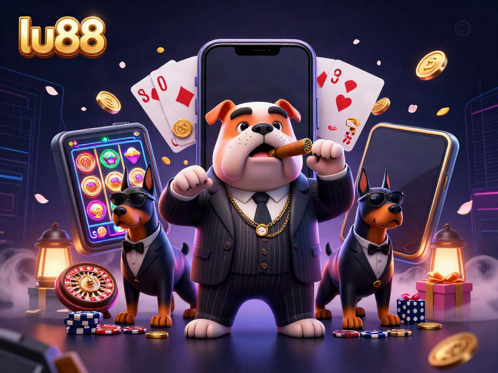 Spin the reels and win with lu88’s exciting slot games featuring a mafia boss and his guards.