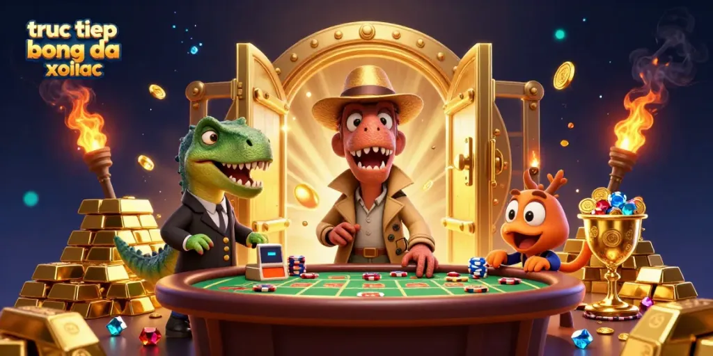 Experience thrilling sports betting action with truc tiep bong da xoilac featuring vibrant dinosaurs at the table.