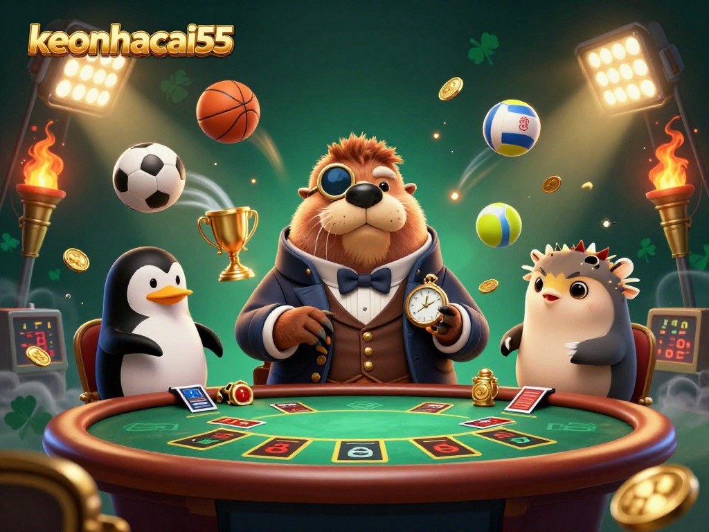 Experience high-stakes play with keonhacai55 in this vibrant underwater poker scene.
