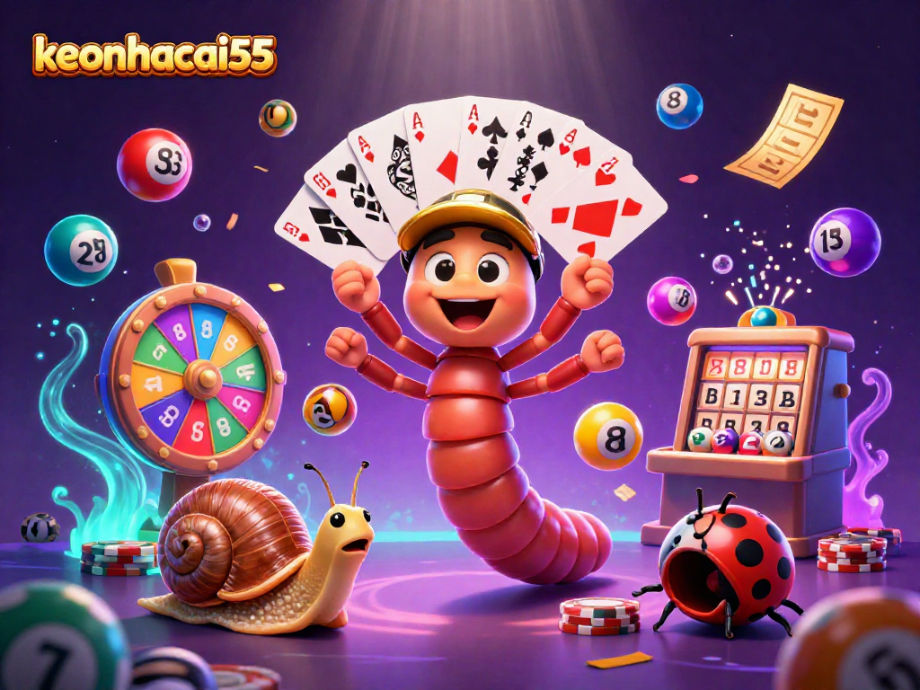 Experience excitement with keonhacai55 at the vibrant lottery scene featuring unique characters.