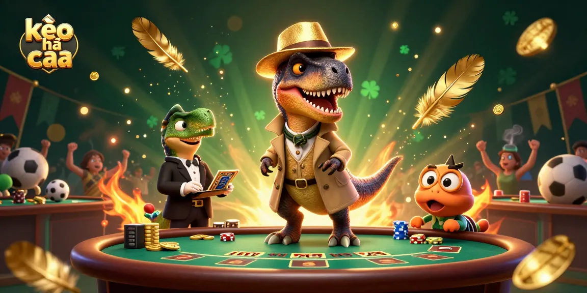 Explore kèo nhà cái in a dynamic 3D scene with cartoon characters and sports betting elements.