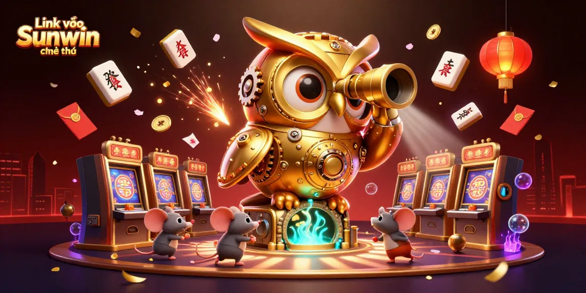 Experience the casino excitement with Link vào Sunwin chính thức featuring a golden owl and festive decorations.